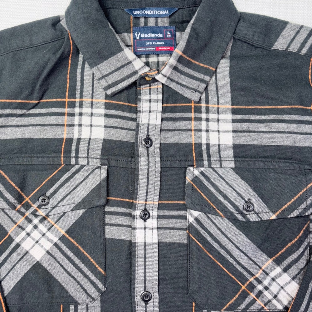Badlands OPS Flannel Plaid Shirt Jacket Men's Large Button Up Long Sleeve - Picture 3 of 5